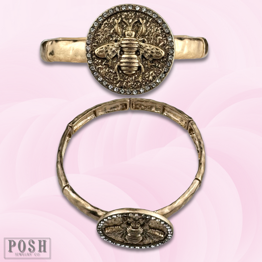 Gold bee cuff bracelet