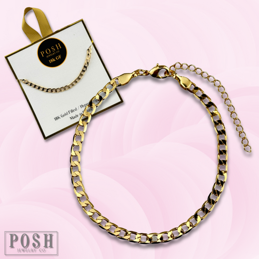 Curb chain bracelet, 18k gold filled