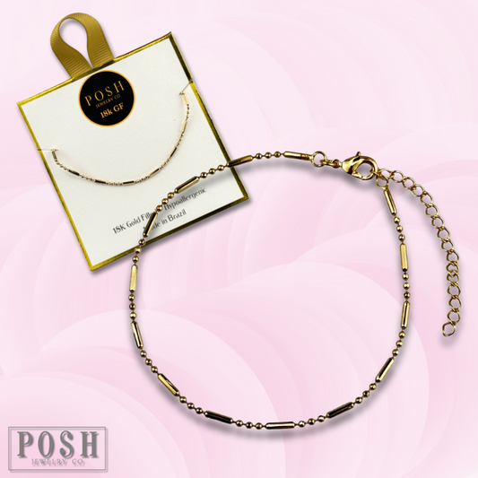 Dot dash chain bracelet, 18k gold filled