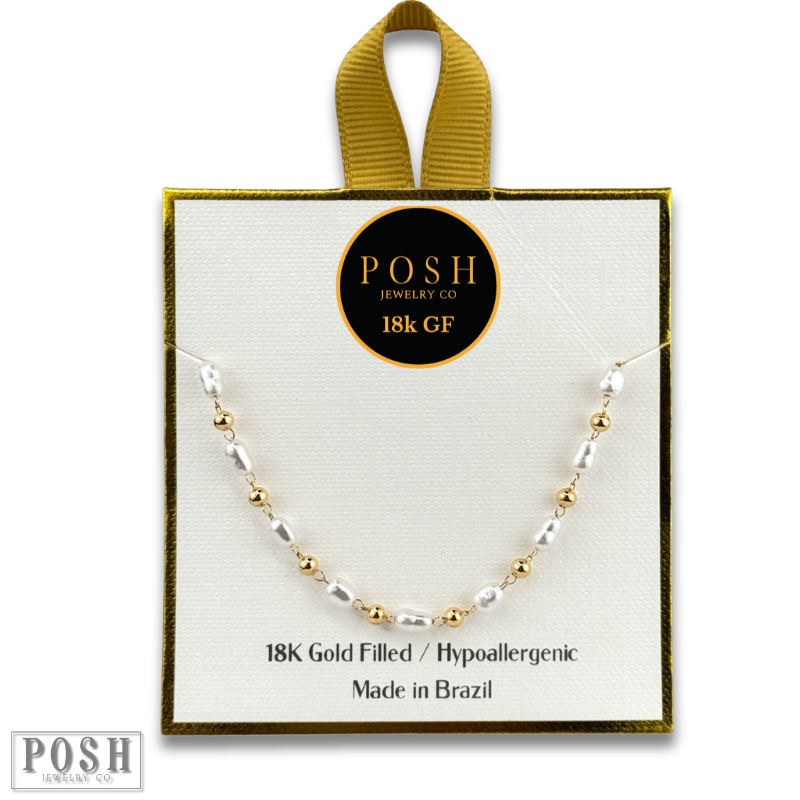 Freshwater pearl bracelet, 18k gold filled