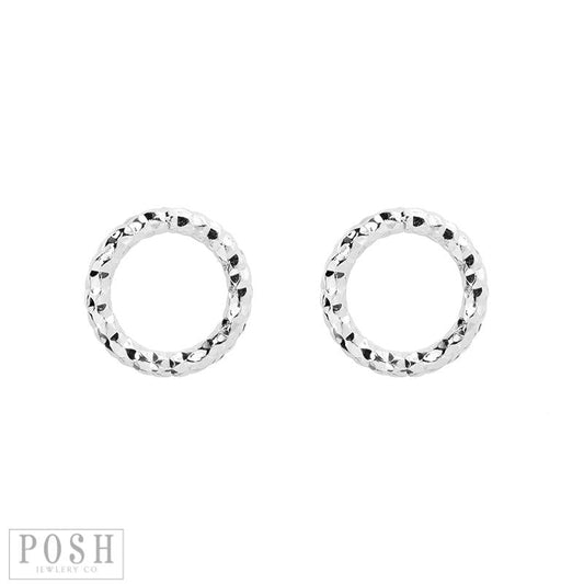 Diamond cut circle earring, last call