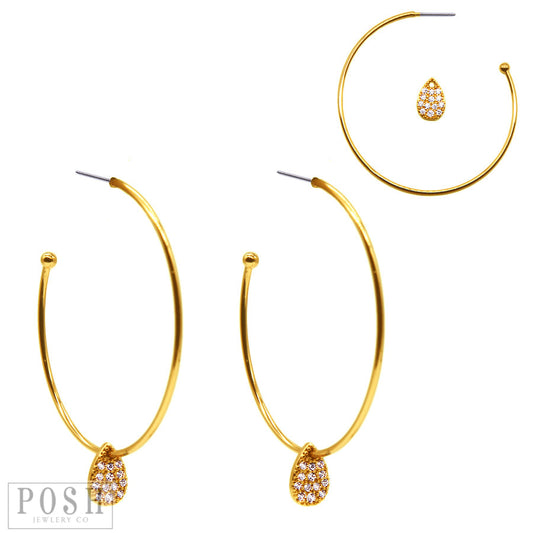 Hoop earring with teardrop charm, last call