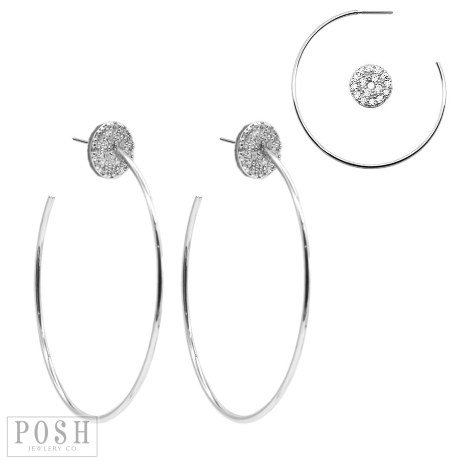 Hoop earring with CZ circle, last call