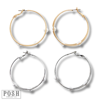 Double hoop and pearl earring, last call