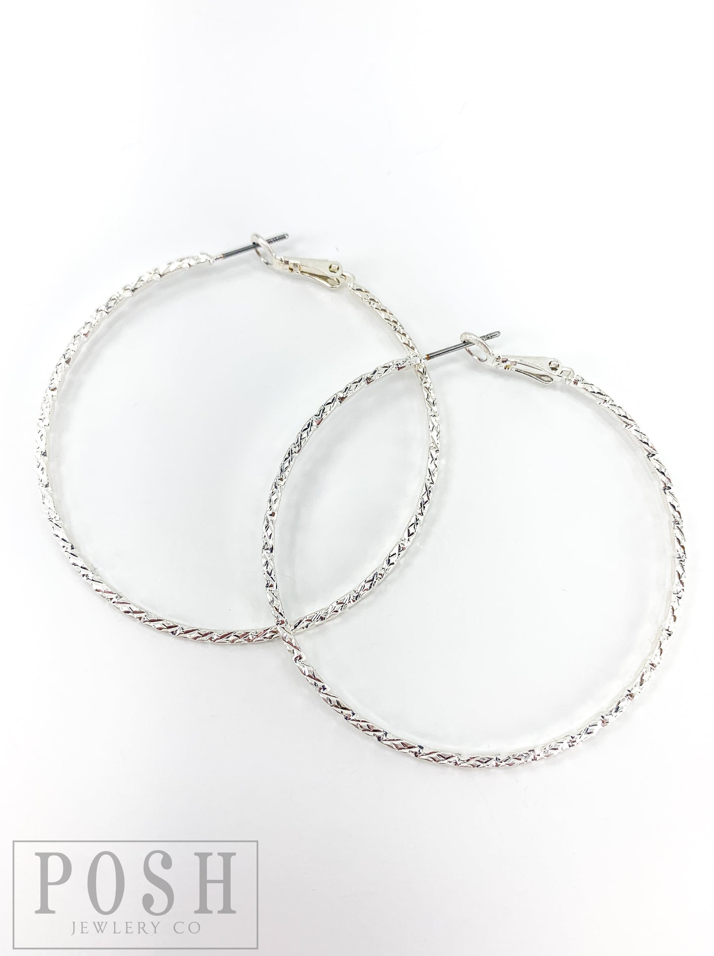 Diamond texture hoop earring, last call