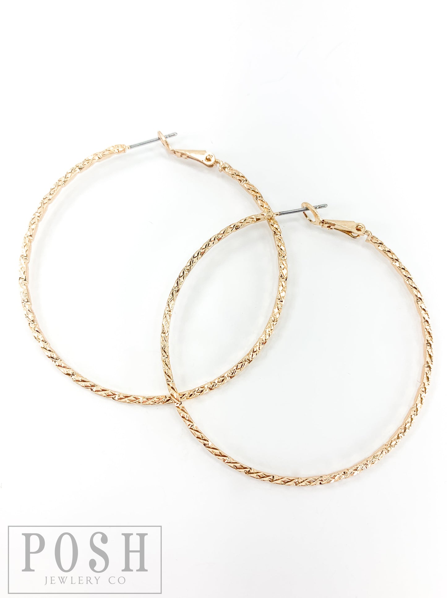 Diamond texture hoop earring, last call