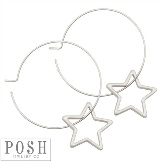 Floating star on hoop earring, last call