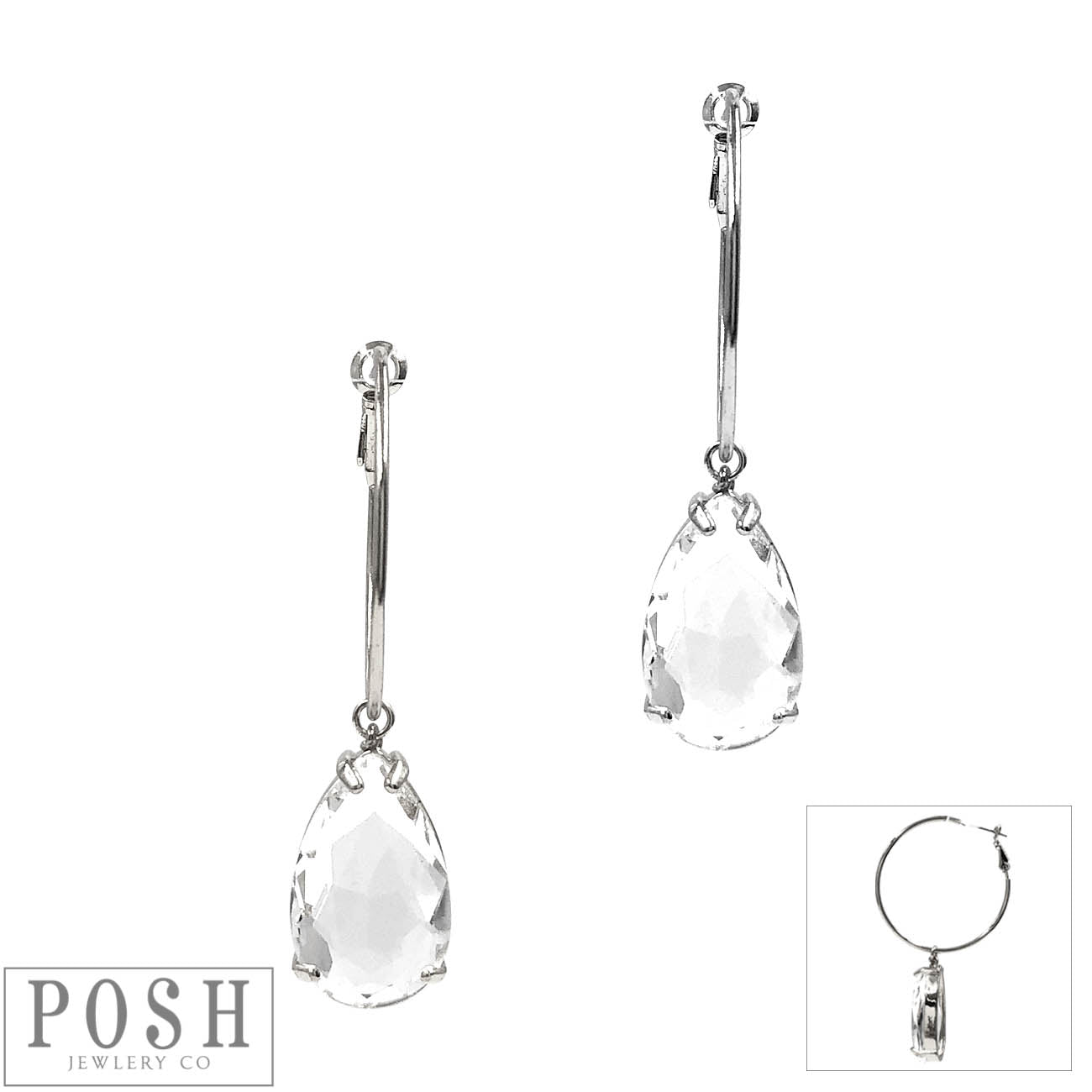 Pear droplet on hoop earring, last call