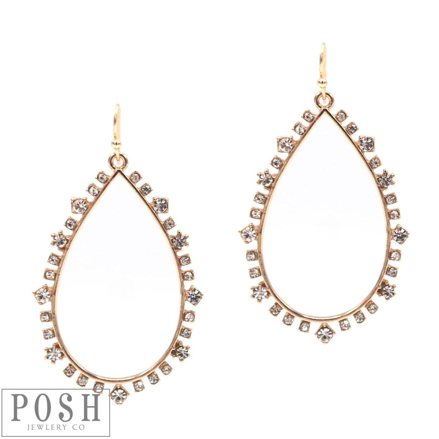 Teardrop with rhinestone border earring, last call
