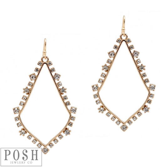 Gold color diamond shape earring, last call