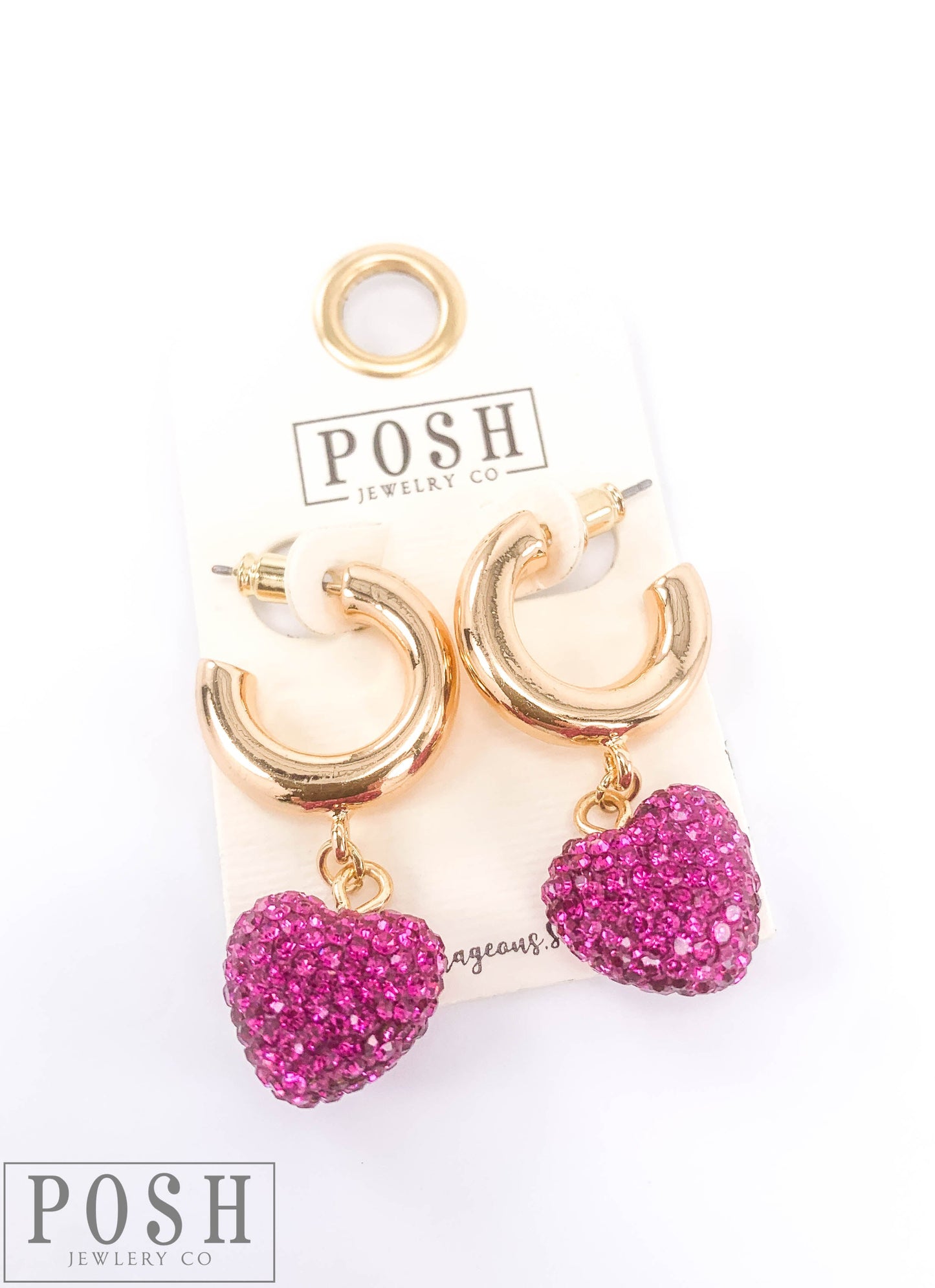 Pave heart hoop earring, last call