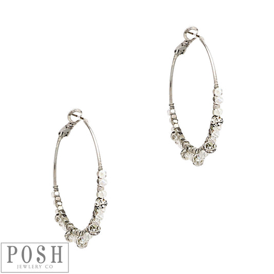 Hoop earring with rhinestone beads, last call