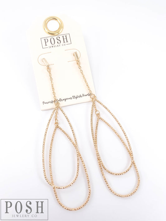 Gold chain and double teardrop post earring, last call
