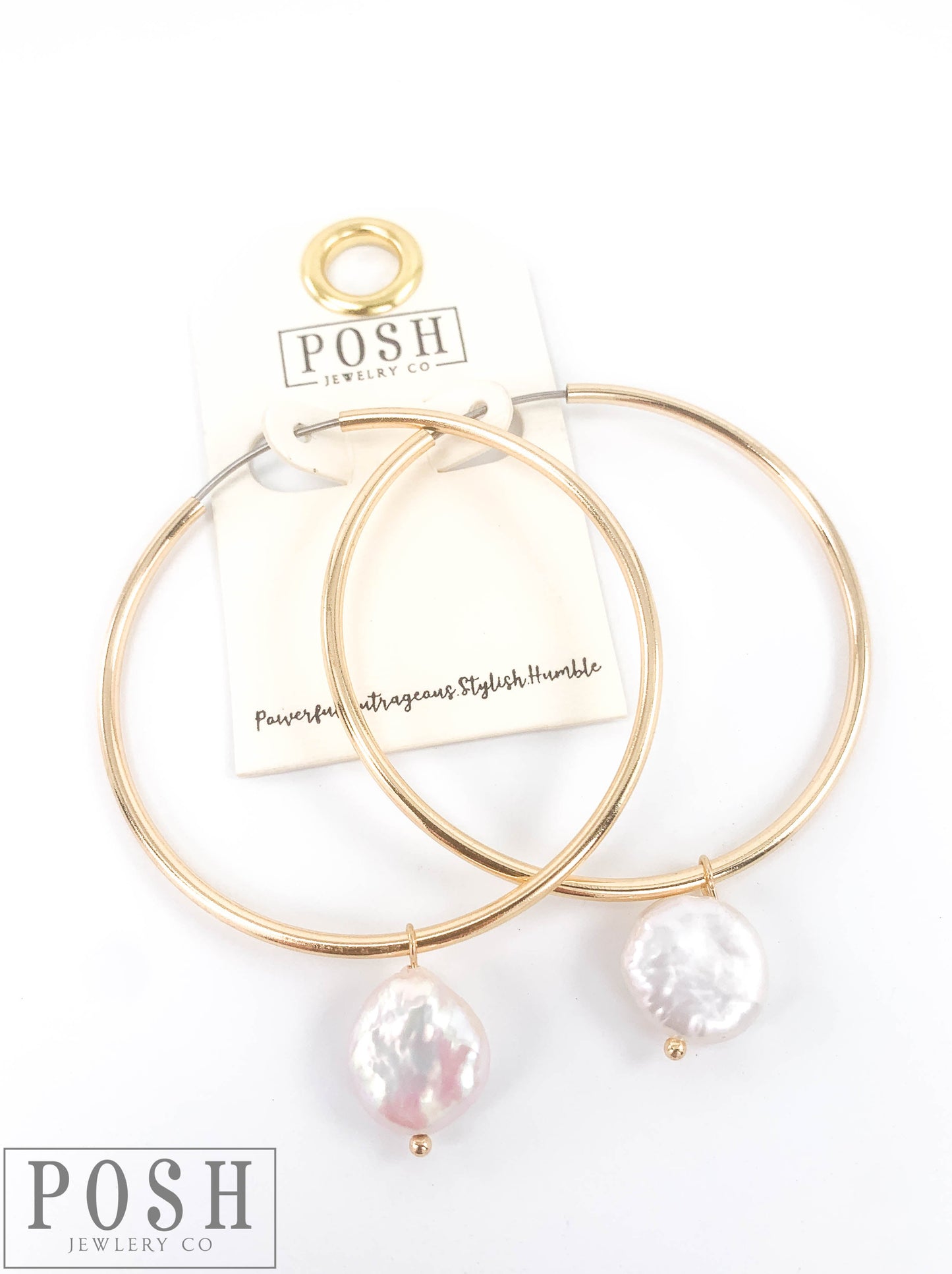 Coin pearl on hoop earring, last call