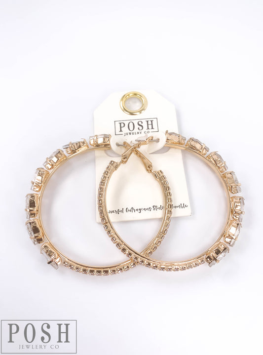 Oval rhinestone hoop earring, last call