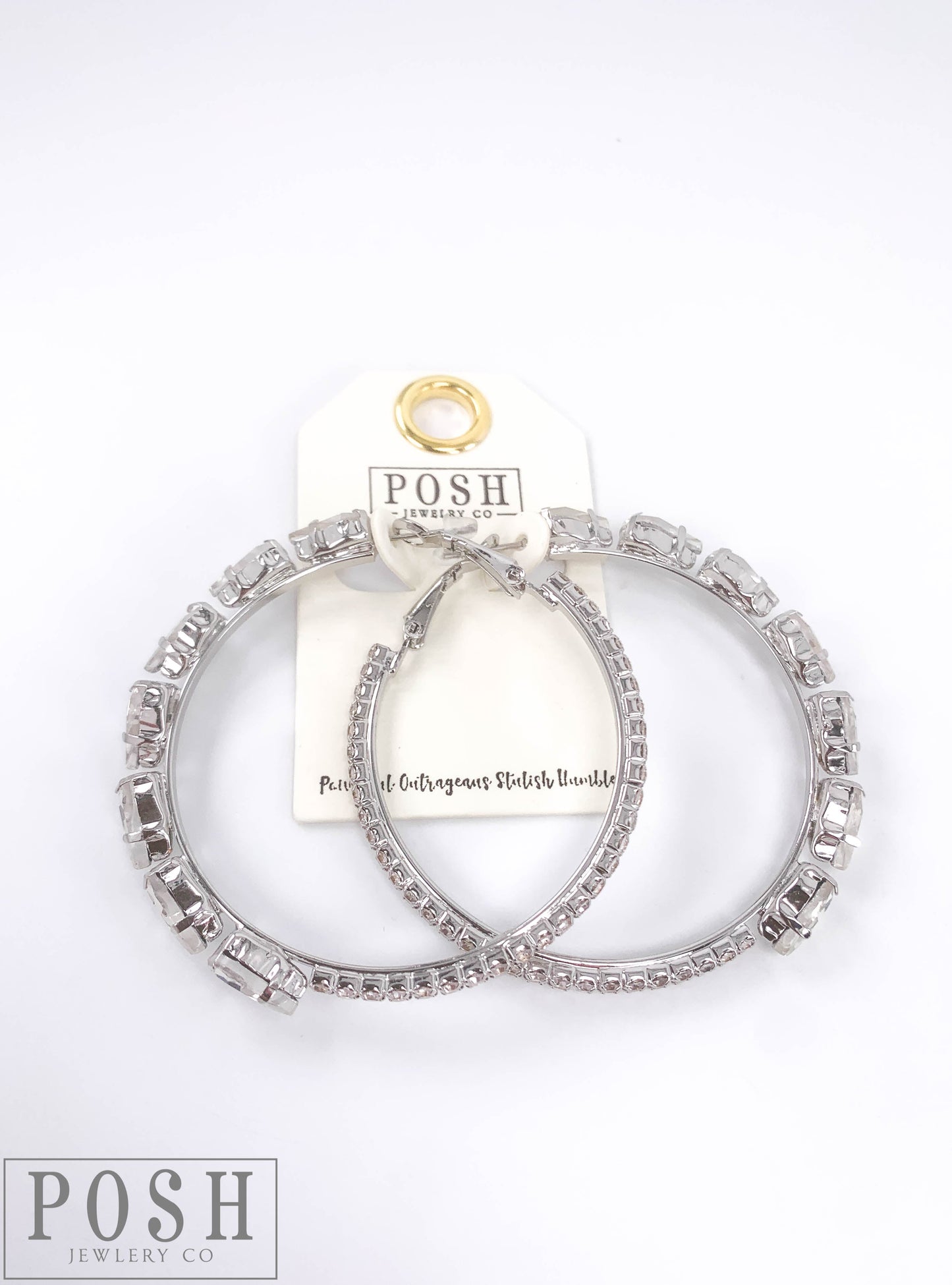 Oval rhinestone hoop earring, last call