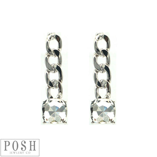 Square rhinestone drop earring, last call