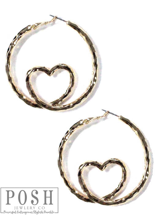 Twisted heart hoop earring