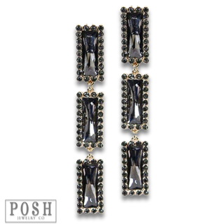 Triple rectangle rhinestone dangle earring