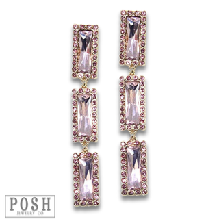 Triple rectangle rhinestone dangle earring