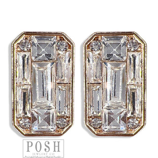 Rectangle rhinestones stud earring, last call