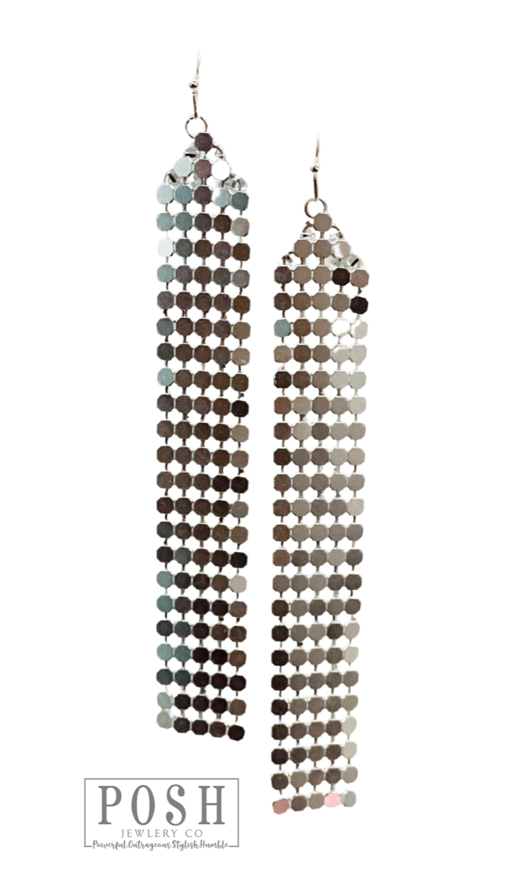 Mesh fringe earring