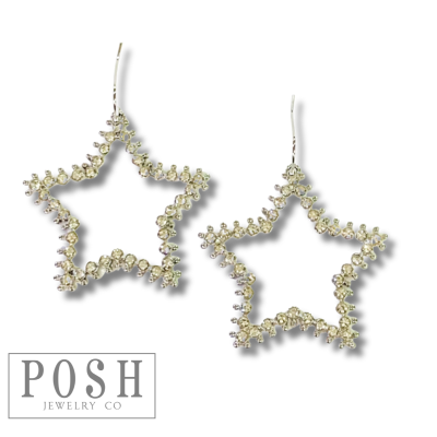 Rhinestone open star earring