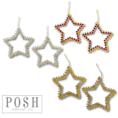 Rhinestone open star earring