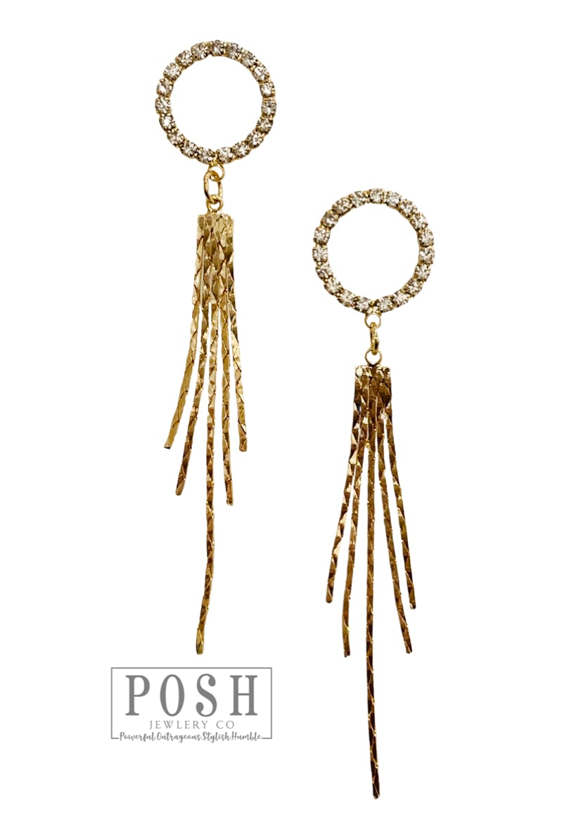 Rhinestone and fringe earring