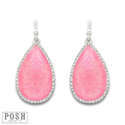 Rhinestone rimmed teardrop earring