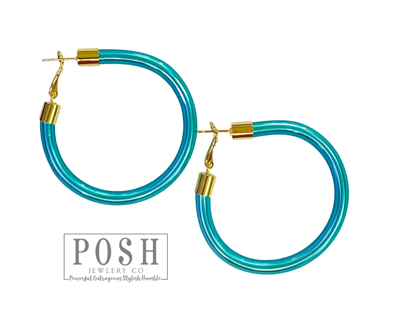 Iridescent hoop earrings