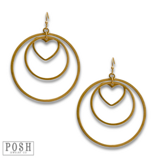 Double circle with center charm earring