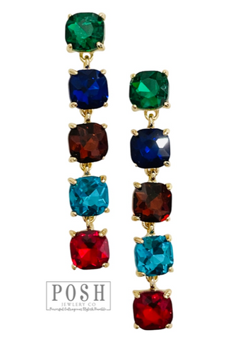 Square rhinestone drop earring