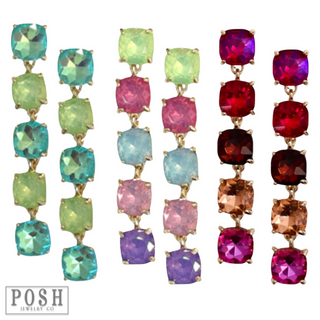 Square rhinestone drop earring