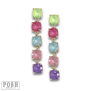 Square rhinestone drop earring