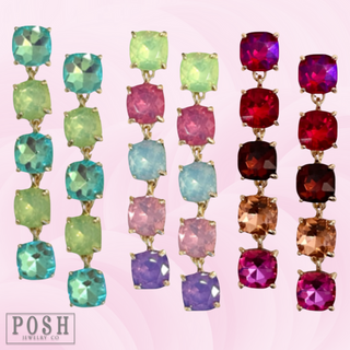 Square rhinestone drop earring