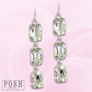 Rectangle rhinestone drop earring
