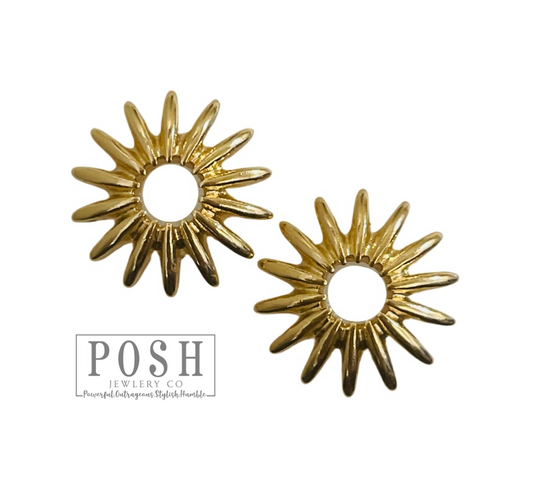 Sunburst post earring