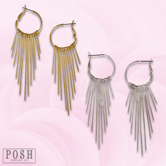 Hoop earring with metal fringe