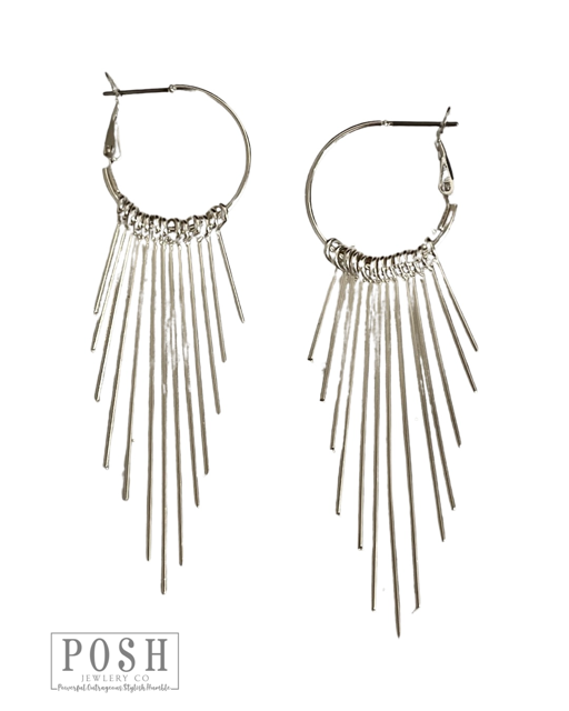 Hoop earring with metal fringe