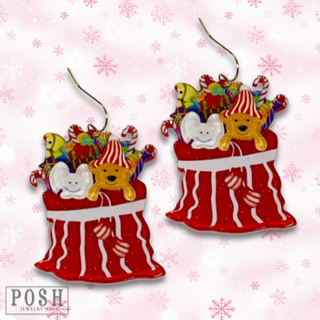 Christmas gift bag earring - LC