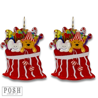Christmas gift bag earring - LC