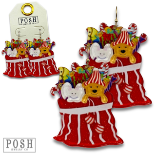 Christmas gift bag earring - LC