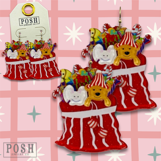 Christmas gift bag earring - LC