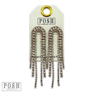 Arched rhinestone fringe earring - LC