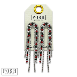 Arched rhinestone fringe earring - LC