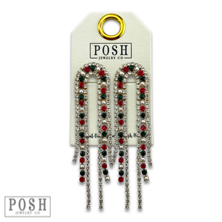 Arched rhinestone fringe earring - LC