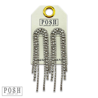 Arched rhinestone fringe earring - LC