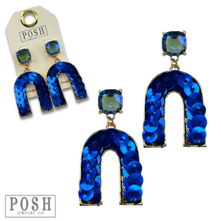 Sequin arch rhinestone earring