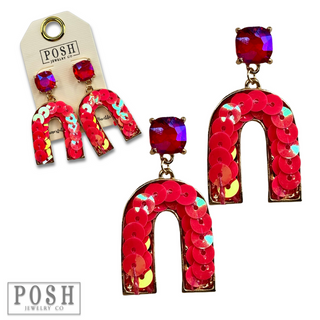 Sequin arch rhinestone earring